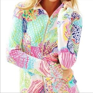 Lilly Pulitzer Full Zip Cotton Sweater Reagan Zip-up jacket in Roar of the Seas